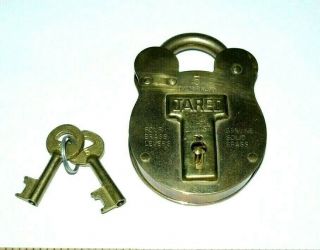 Vtg Antique Jared Solid Brass Lock With Four Levers 2 Keys
