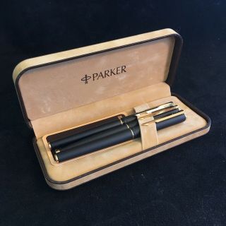 B206 - Vintage Parker Arrow Clip Fountain Pen " Set Of 3 " In Tan Felt Case