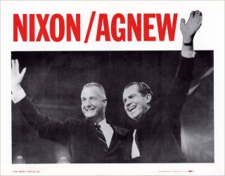 Official 1968 Richard Nixon Spiro Agnew Jugate Campaign Poster (5184)