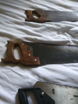 Vintage Disston Hand Saw Wood Handle With Screws