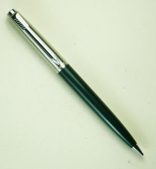 Vintage Parker Mechanical Pencil: Dark Green Plastic,  Chrome - Local 1307 U.  A.  W.