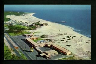 Holiday Inn Motel Hotel Postcard Alabama Al Dauphin Island Aerial View Beach