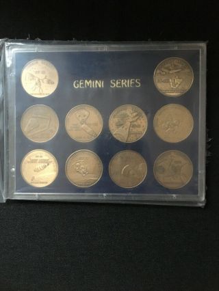 Nasa Gemini Manned Space Flight Series - 10 Antique Bronze Coin Set