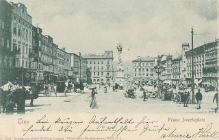 Austria Antique Pre 1900 Linz Franz Josefsplatz Animated Square Postcard