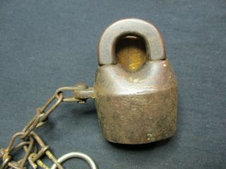 Vintage Padlock/scandinavian 3 Barrel Padlock,  2 Keys/padlock & Chain