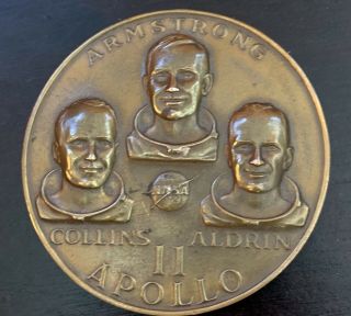 Apollo 11 First Lunar Landing Bronze Artistic Carved Medal Nasa Armstrong Aldrin