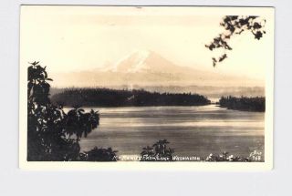 Rppc Real Photo Postcard Washington Mt Rainier From Lake Washington Ellis Photo