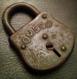 Vintage Antique Omeco Padlock Lock No Key Made In Usa Rustic Lock