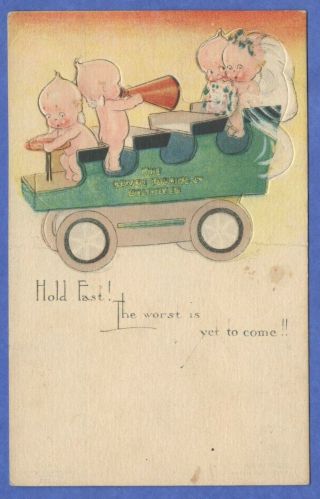 Kewpie Klever Kard,  " The Kewpie Touring Co " Bus,  Car Die Cut Punch - Out Postcard