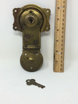 Vintage Antique Excelsior Trunk Lock Mount (usa) With Key 5951