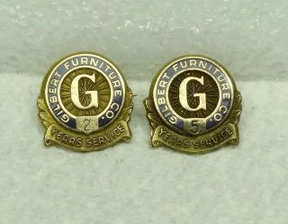 10k Gold Service Pins 2 & 5 Year Gilbert Furniture Co.  Scrap Or Not 3.  6 Grams