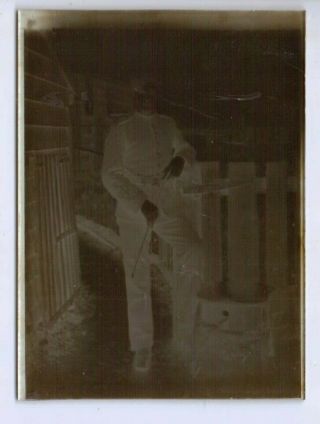 Ww1 Glass Plate Negative Soldier With Swagger Stick