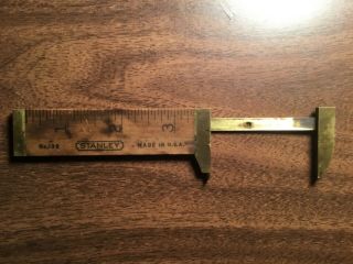 Vintage Stanley No 136 4” Boxwood Brass Caliper Rule