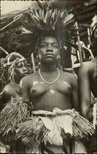 Ethnic Nude Woman Bare Breasts Spanish Guinea Espanola Real Photo Postcard
