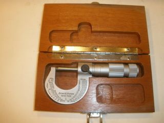 Vintage Brown And Sharpe 1 " Micrometer In Wooden Box