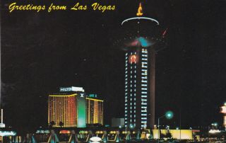 Landmark & Hilton Casinos Las Vegas Postcard 1970 
