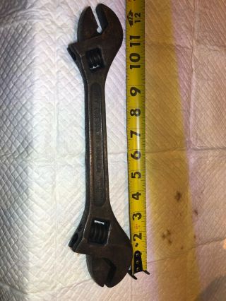 Vintage 10” - 12” Inch Double Ended Crescent Wrench.  Smooth Operation,  100