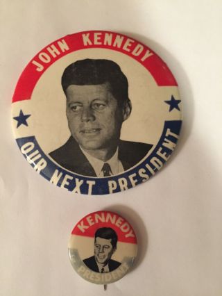 John F.  Kennedy Jfk 1960 Campaign For President Pin Back Button Large And Small