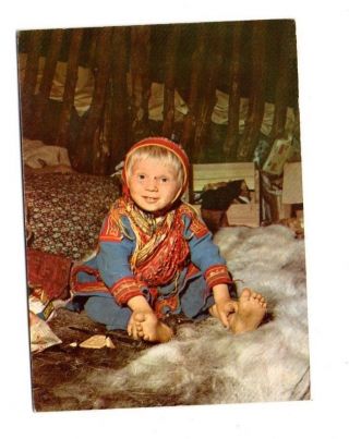 Norway - Sameunge I Gamme / Lapp Child In Turf - Hut - Postcard Franked 1961
