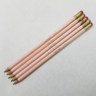 5 Vintage Mary Kay Advertising Skinny Pencils With Slogan,  Light Pink