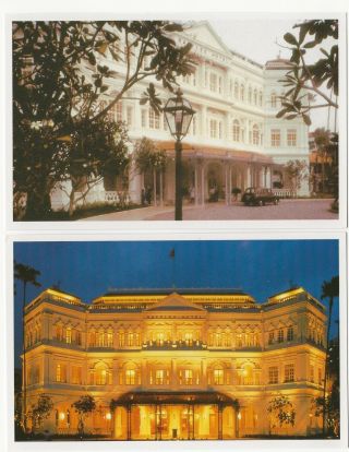 Singapore,  Raffles Hotel Day And Night - A Set Of Two Postcards