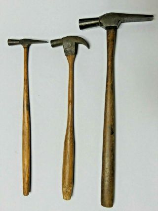 3 Each Small Vintage Jewelers Watchmakers Silversmith Hammers