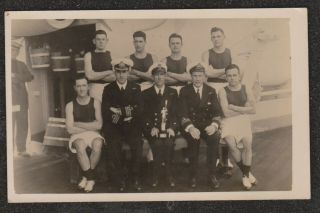 1931 Hms Coventry Winning Crew Of Barham Trophy Fleet Race Postcard Royal Navy