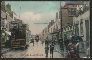 1910 Bristol Hotwells Road Tram Street Scene Postcard