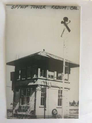 Radum California Sp/wp Tower Rr Railroad Depot B&w Real Photo Postcard Rppc