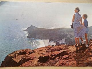 Vintage Old Posted Postcard 1960 South Africa Cape Point Woman Child Cliffs B