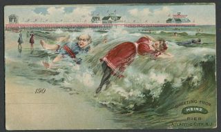 Atlantic City Nj: C.  1903 Postcard Greeting From Heinz Pier Misprinted Back Side