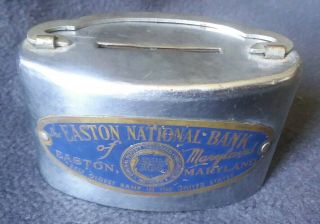 Vintage Metal Still Coin Bank Advertising Easton National Bank Of Maryland