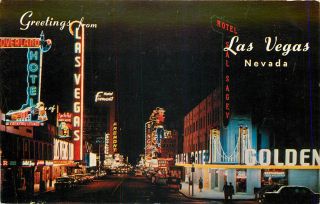 Chrome Postcard Nv Ah C158 Greetings From Las Vegas Fremont Street Vegas Vic