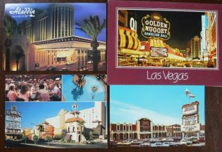 Las Vegas Postcards Card Vintage Alladin Silver Slipper Golden Nugget El Rancho
