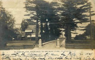 1906 York Rppc Postcard: Flatbush Ave.  Entrance Melrose Park Long Island Ny