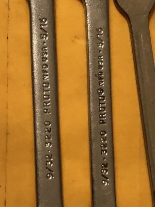 Vintage PROTO Tools,  U.  S.  A. ,  (2) No 3220 - 9/32 X 5/16 inch,  Plus 4 Herbrand, 4