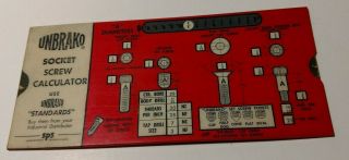 Vintage Unbrako Socket Screw Calculator Slide Rule Chart