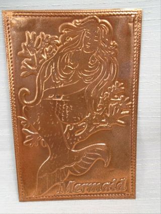 Engraved Tooled Copper Postcard Mermaid By Kopper Kard Utah