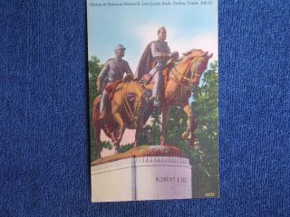 Dallas Tx/statue Of Confederate General Robert E Lee & Aide On Horses/linen Pc