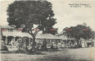 Virgin Islands Postcard.  St.  Croix.  Market Place.  Architecture.  Stamp.  1919