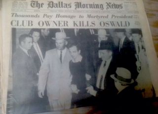 Lee Harvey Oswald Shot Vintage Dallas Morning Newspaper 11/25/63 Jack Ruby Jfk