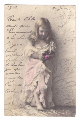 Photo Pc Cute Little Blond Girl In Lace Dress With Rose 532 1902 P0144
