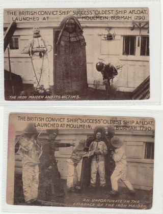 Vintage Postcard 2 X The British Convict " Success " Oldest Ship Afloat 1900s