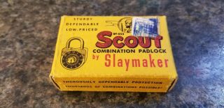 Vintage Slaymaker Scout Combination Padlock No.  453 Empty Box For Display