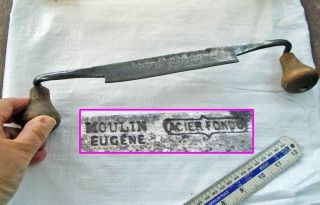 Vintage French 6 1/4 " Slightly Curved Bladed Drawknife Moulin Eugene Acier Fondu