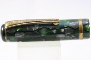 Vintage (c1947) Burnham No.  49 Green,  Grey & Black Vein Mosaic Pen Cap Only
