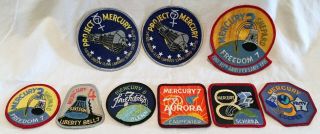 Vintage Set Of Nasa Mercury Patches,  Bonus 30th Anniversary Shepard Patch