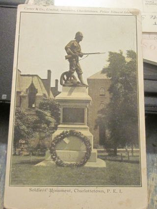 1906 Postcard Soldiers Monument Charlottetown P E I B973 York Point Postmark