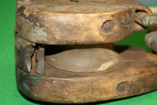 Rare Antique Wooden Removable Pulley 4