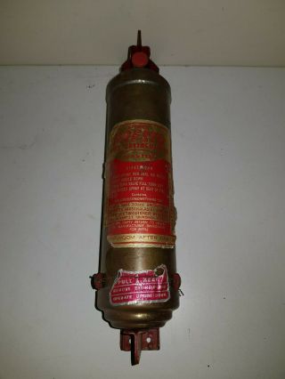 Vintage 30 Ozs Brass Stokes Presto Fire Extinguisher Suit Fe Fc Fb Ek Ej Holden